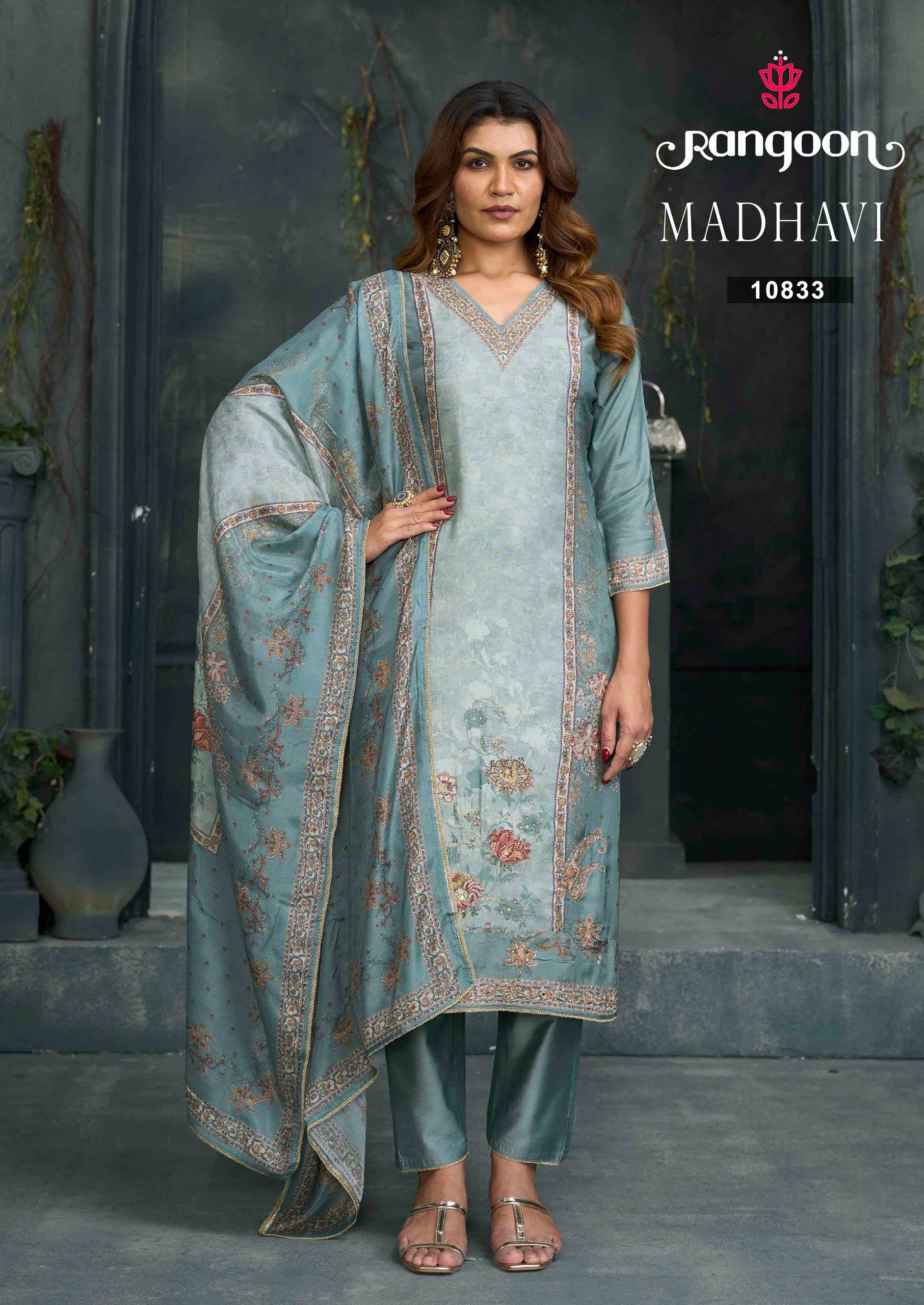 MADHAVI BY Rangoon 10831 to 10834 series Stylish Fancy stitched dresses pure muslin At Wholesale Price